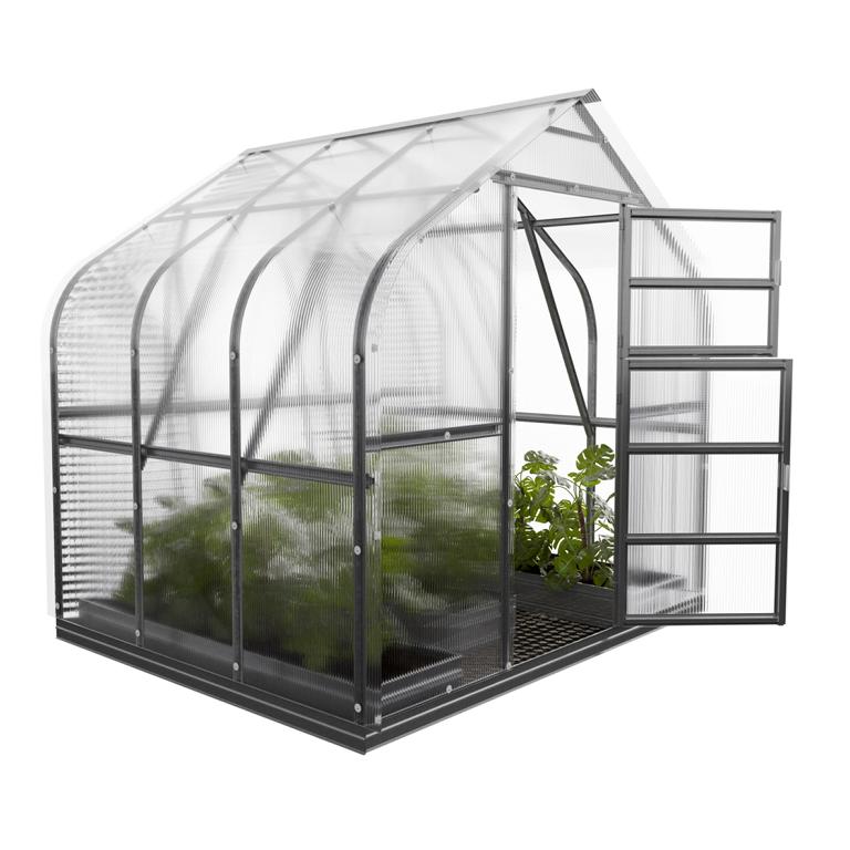 Polycarbonat Gewächshaus STANDARD mit Fundamentrahmen und Automatischerdachfenster
