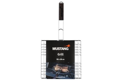 Mustang Grillkorb Originalverpackung - 55×28 cm, Mustang Grill Logo, Produktfoto mit Verpackung