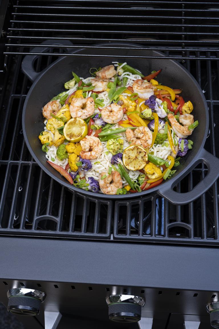 Mustang Wok Gusseisen 30 cm - hoher Rand 9 cm, zwei Griffe, robuste Qualität