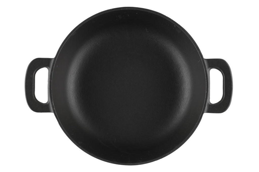 Wok Gusseisen 30 cm - hoher Rand 9 cm, zwei Griffe, robuste Qualität
