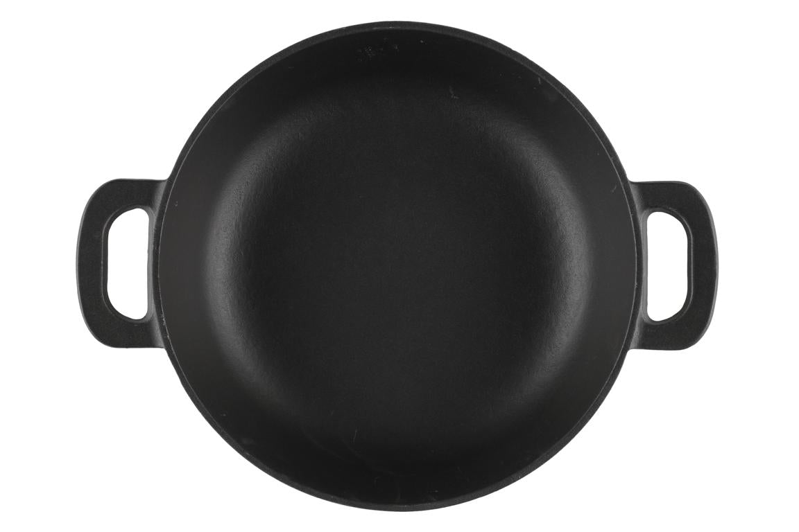 Wok Gusseisen 30 cm - hoher Rand 9 cm, zwei Griffe, robuste Qualität
