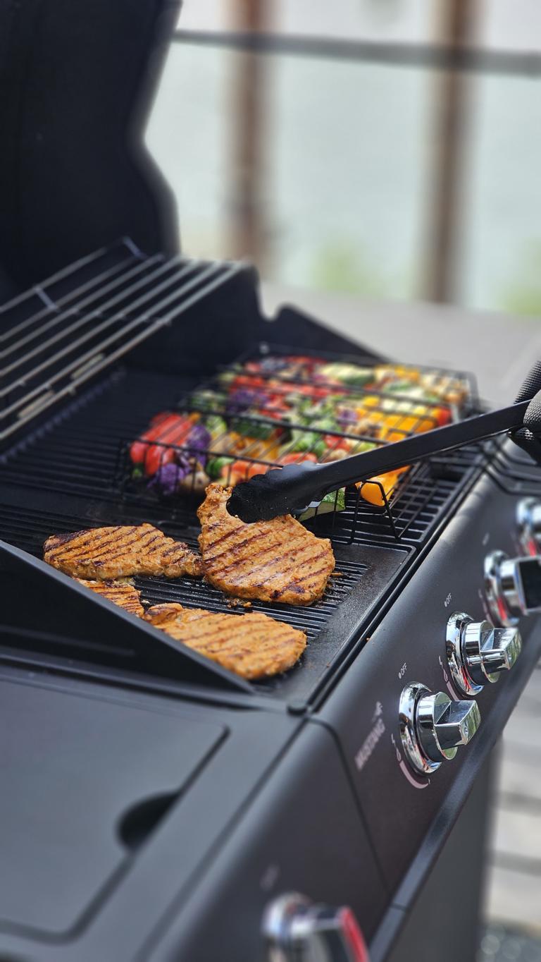 Mustang BBQ Grillbesteck schwarz - 3-teiliges Edelstahl Set mit Grillzange und Spatel