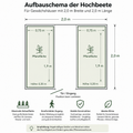 Aufbauschema Hochbeet-Set für Gewächshaus 2,0 m Breite – Maßplan mit Pflanzflächen