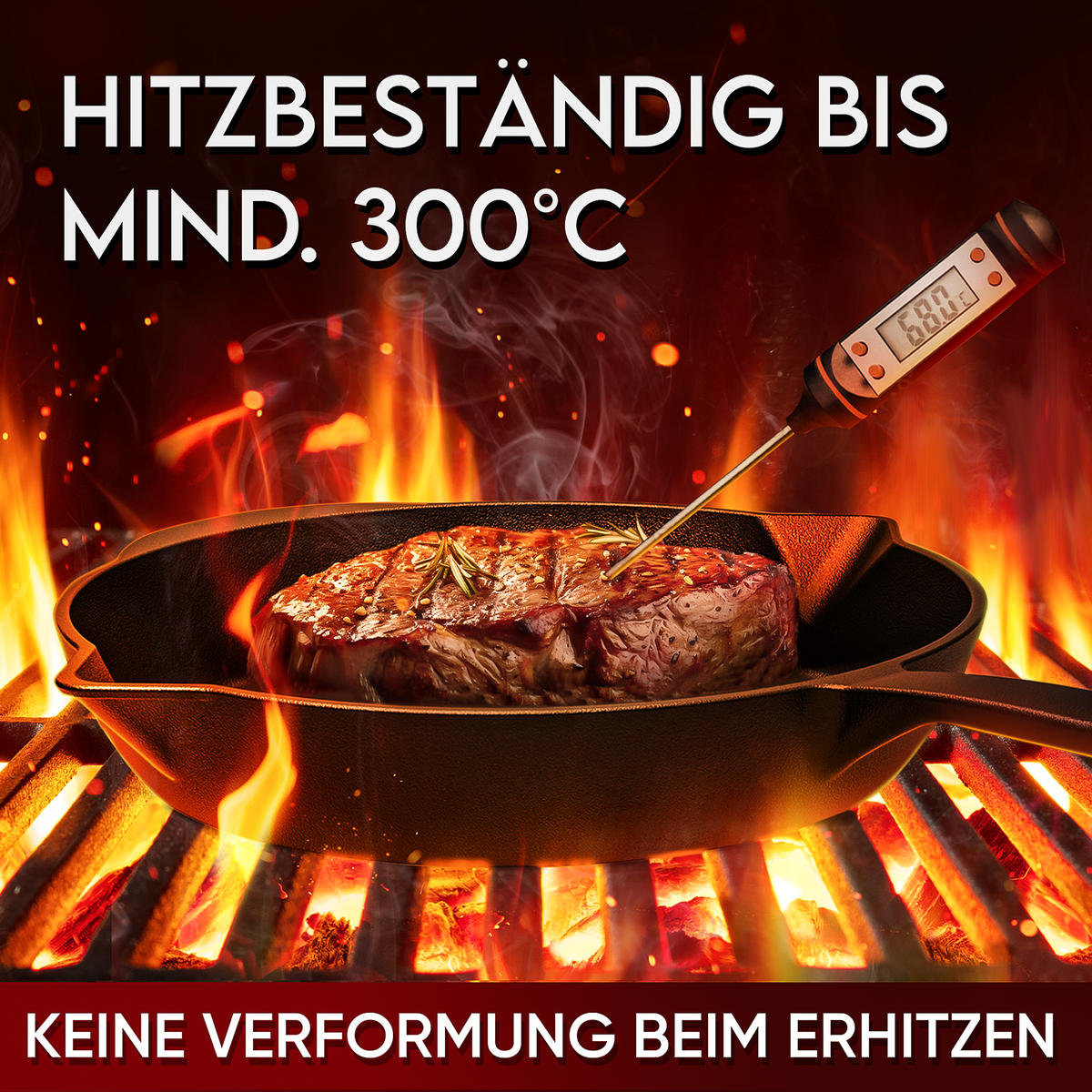 GUSSKÖNIG Gusseisenpfanne Set - Pfanne, Echtleder-Griffschutz, Edelstahl-Ringreiniger und Rezeptbuch