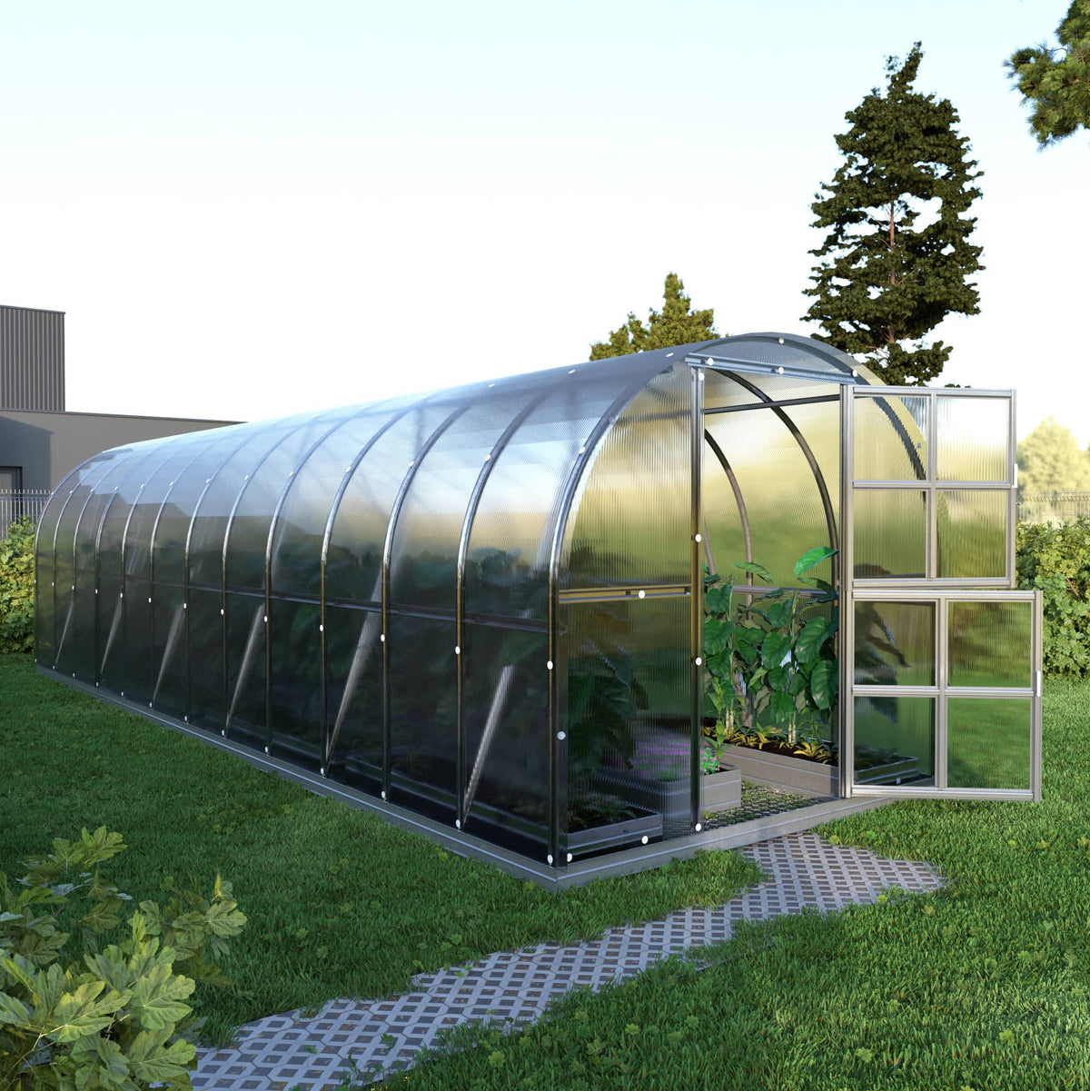 Gewächshaus Klassiker ARK 3x8 Rundbogen Gewächshaus aus Polycarbonat