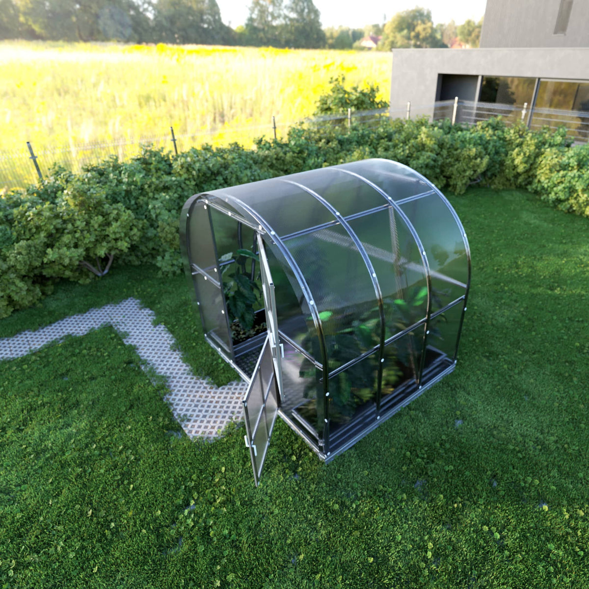 Polycarbonat - Gewächshaus Arch 2 Meter länger