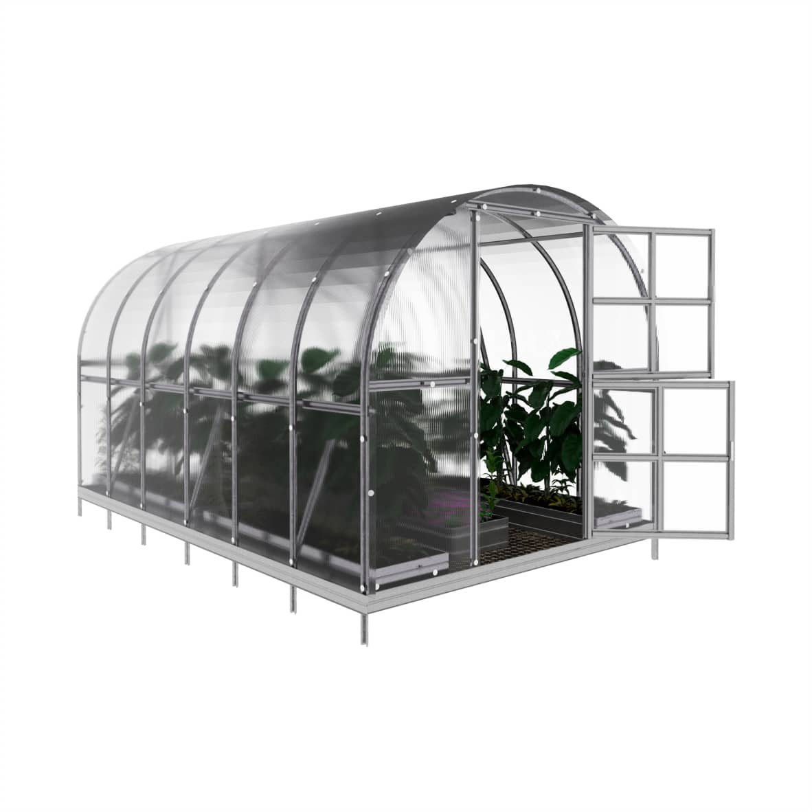 Gewächshaus Klassiker ARK aus Polycarbonat mit Fundamentrahmen 3x4 m.