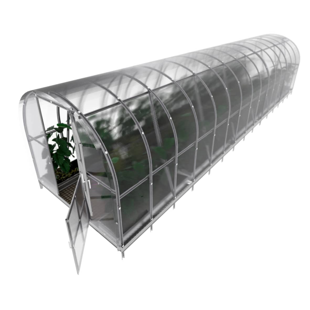 Gewächshaus Klassiker ARK aus Polycarbonat mit Fundamentrahmen 3x10 m.