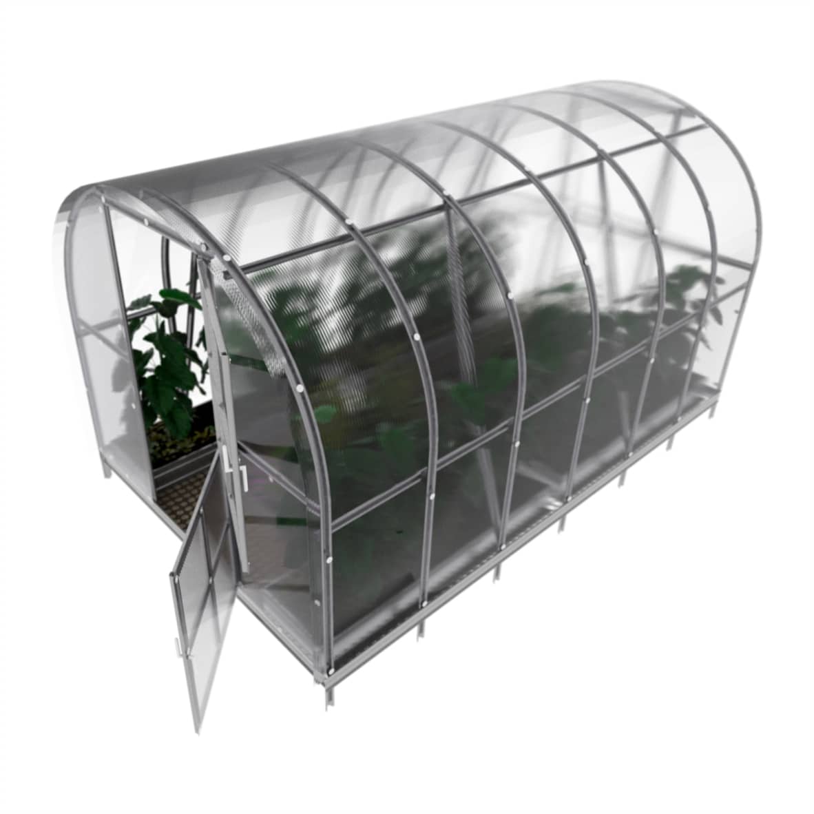 Gewächshaus Klassiker ARK aus Polycarbonat mit Fundamentrahmen 3x4 m.