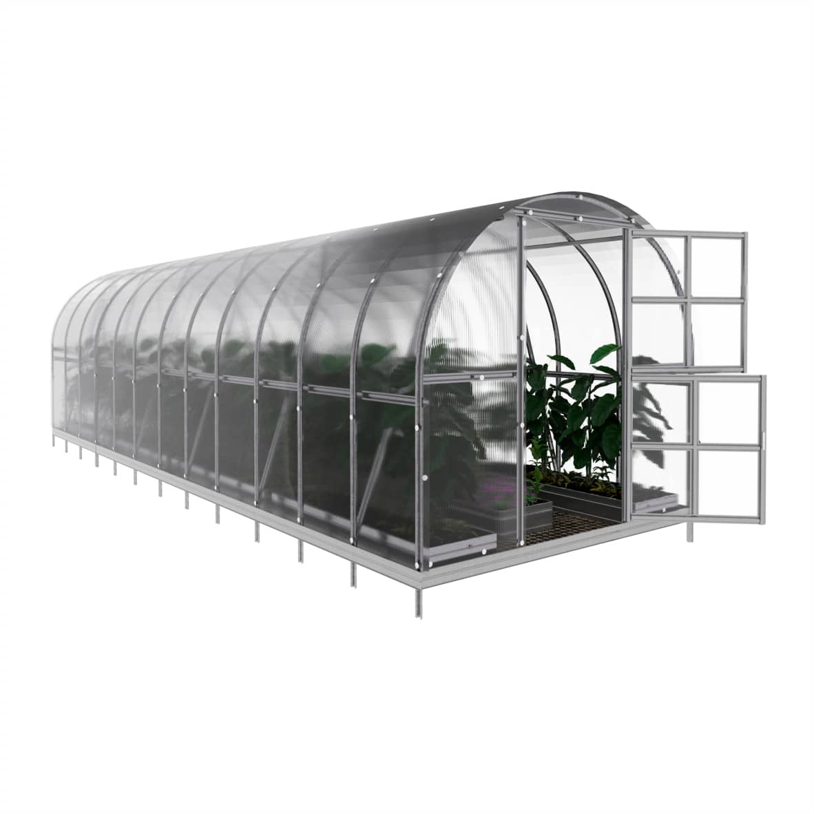 Gewächshaus Klassiker ARK aus Polycarbonat mit Fundamentrahmen 3x8 m.