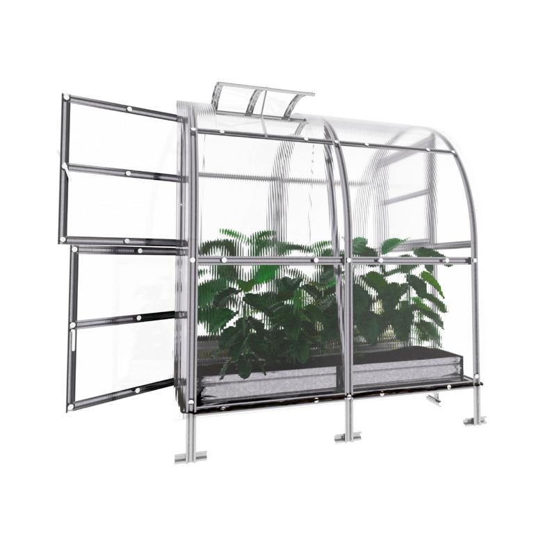 Gewächshaus Klassiker SLIM aus Polycarbonat mit Fundamentrahmen 2x2 m.