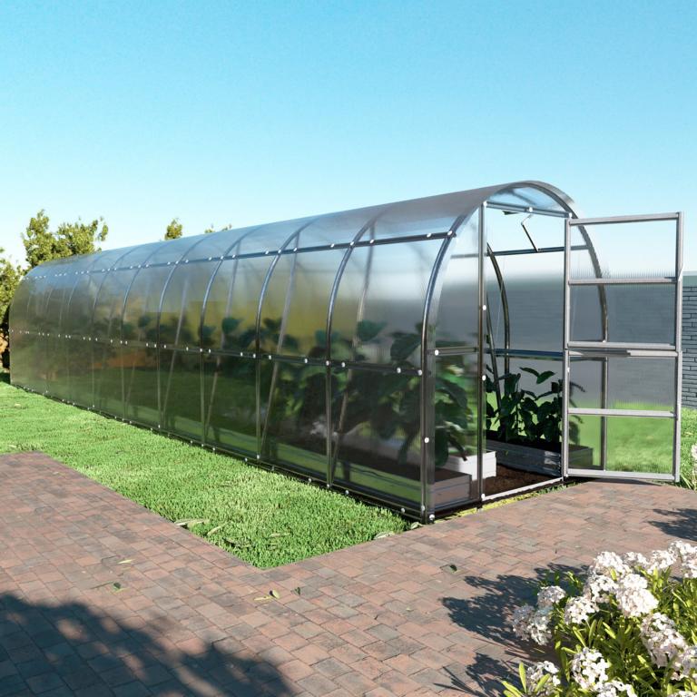 Gewächshaus SLIM 2×10 - Kompaktes Rundbogen-Gewächshaus aus Polycarbonat