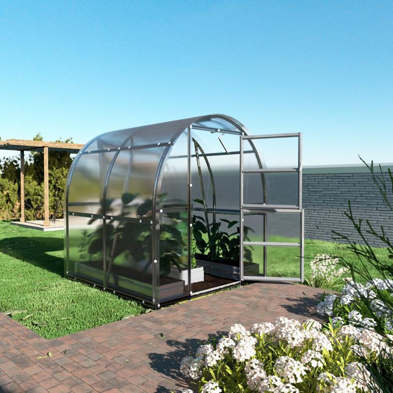 Gewächshaus SLIM 2×2 - Kompaktes Rundbogen-Gewächshaus aus Polycarbonat
