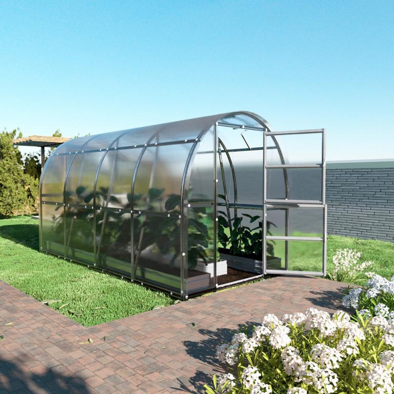 Gewächshaus SLIM 2×4 - Kompaktes Rundbogen-Gewächshaus aus Polycarbonat