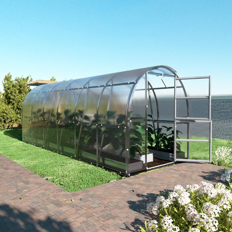 Gewächshaus SLIM 2×6 - Kompaktes Rundbogen-Gewächshaus aus Polycarbonat