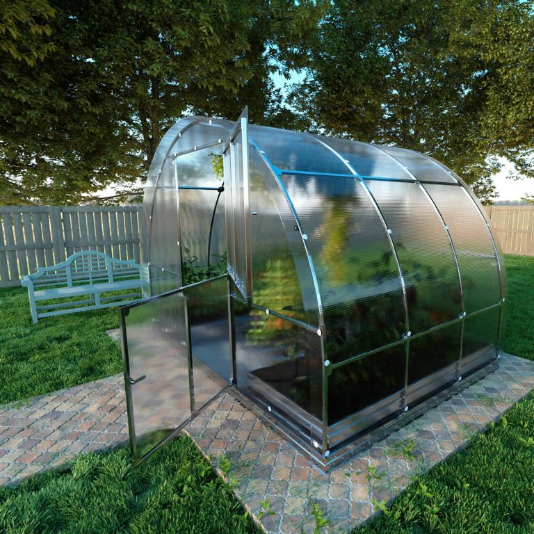 Gewächshaus TUBE 3×2 – Rundbogen Gewächshaus aus Polycarbonat mit Fundamentrahmen