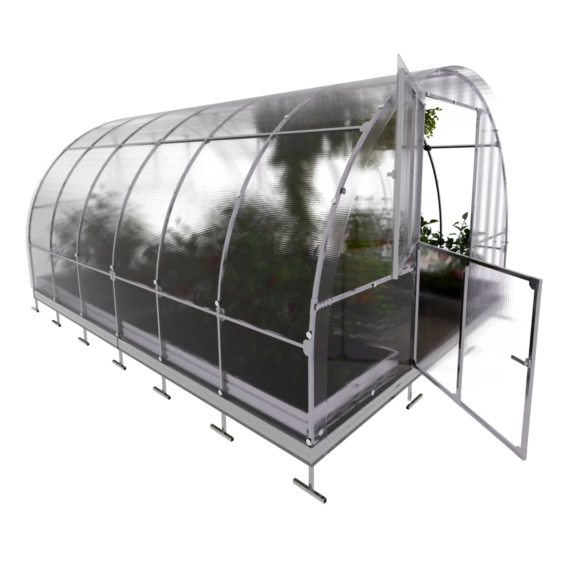 Gewächshaus TUBE 3×4 - Gewächshaus aus Polycarbonat und  Vierkantprofil 20×20 mm