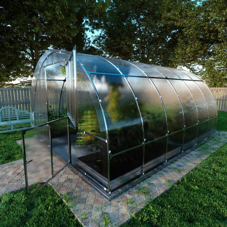 Gewächshaus TUBE 3×4 – Rundbogen Gewächshaus aus Polycarbonat mit Fundamentrahmen