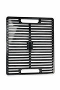 Gusseisen Grillrost 40×46 cm - rechteckig, massiv, Draufsicht auf weißem Hintergrund, 2 integrierte Griffe