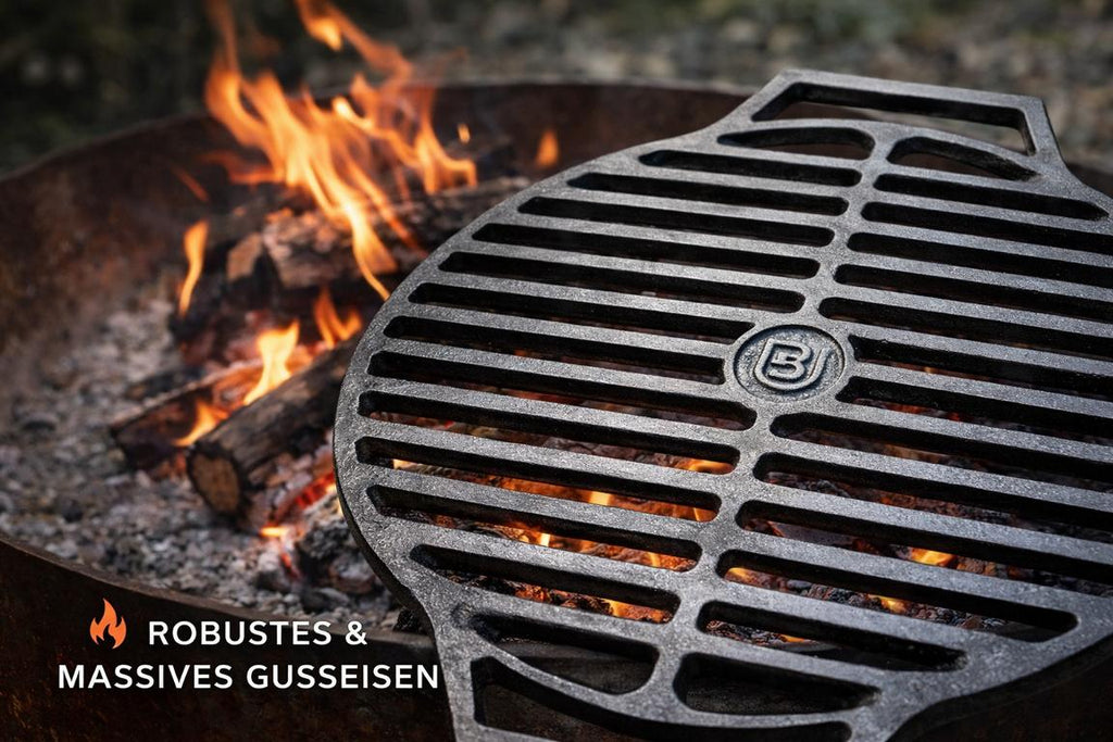 Gusseisen Grillrost Ø 44 cm über glühender Holzkohle und offener Flamme - Utschak & Kamado geeignet