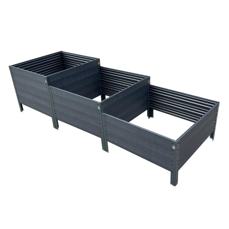 Stufenhochbeet KLASSIKER GARDEN  Anthrazit – Treppenform 3 Ebenen, 75×225 cm | IN-MO
