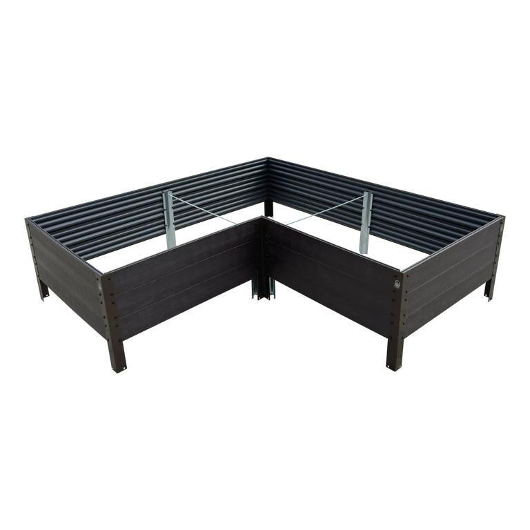Hochbeet L-Form KLASSIKER GARDEN Anthrazit - Gesamtansicht L-Form 150×150 cm mit eingelassenen Bodenstützen | IN-MO