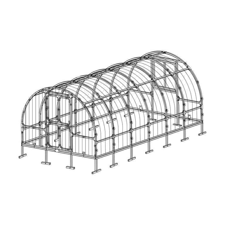 Polycarbonat-Gewächshaus TUBE - Gewächshaus aus  Vierkantprofil. Rahmen