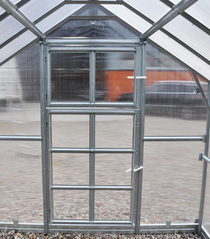 Polycarbonat Gewächshaus in Hausform - (2,35 m Breite) Rahmen