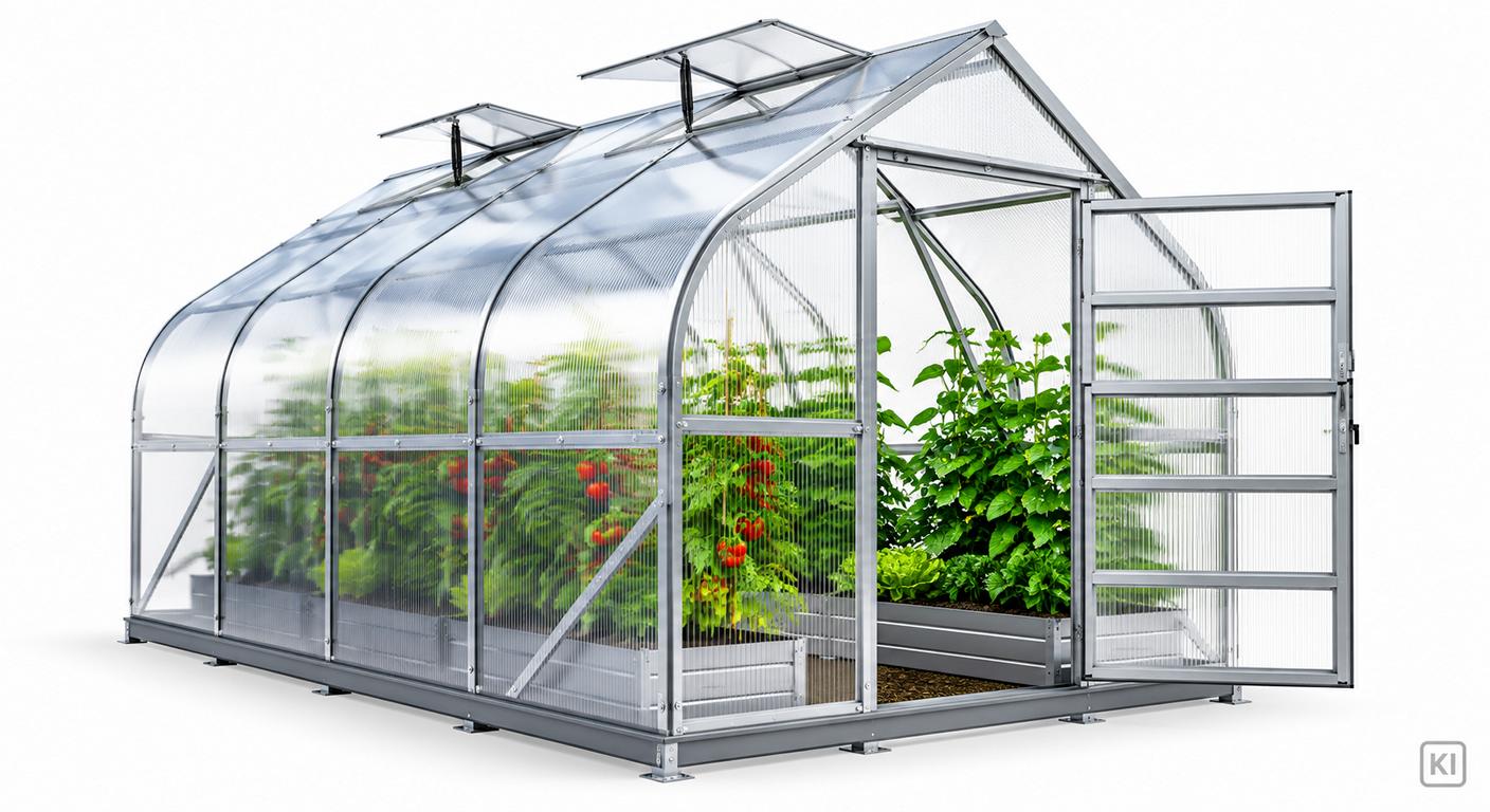 Polycarbonat-Gewächshaus Standard mit 2,5 m Breite