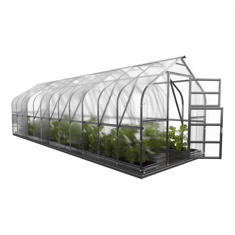 Polycarbonat Gewächshaus STANDARD 2,5x8 mit automatischem Dachfenster