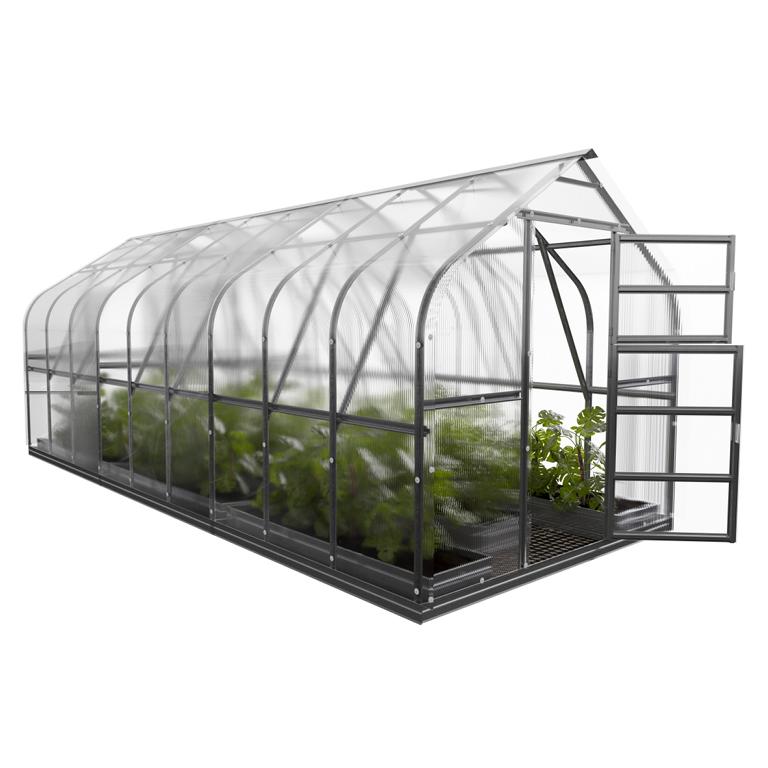 Polycarbonat Gewächshaus STANDARD 2,5x6 mit automatischem Dachfenster