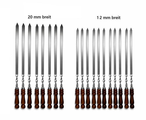 Vergleich Grillspieße: flacher 12 mm Spieß vs. runder Spieß - kein Drehen des Grillguts