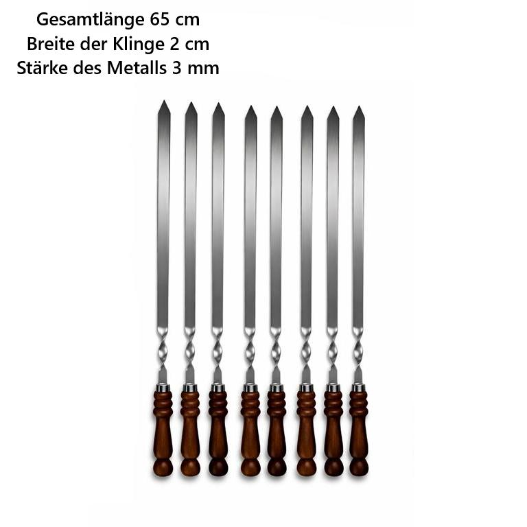BBQ Edelstahlspieß 65 cm - 20 mm breit, flach mit Holzgriff IN-MO