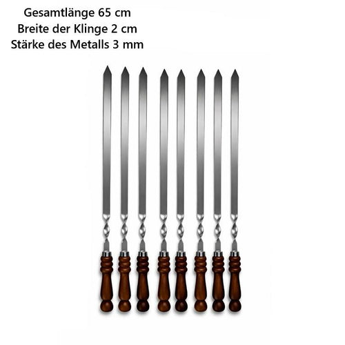 BBQ Edelstahlspieß 65 cm - 20 mm breit, flach mit Holzgriff IN-MO