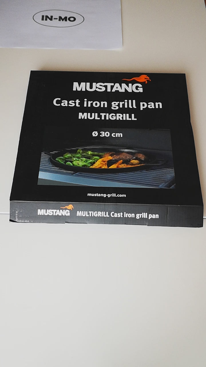 Mustang Gusseisenpfanne von oben - runde Bratfläche, schwarzes Gusseisen