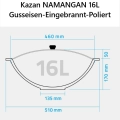 Gusseisen Wok 16l - Poliert - Deckel - Flacher Boden-Namangan