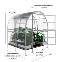 Polycarbonat - Gewächshaus Klassiker SLIM - Technische Daten