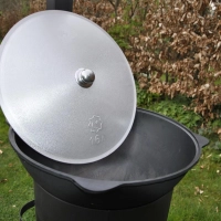 Kasan Gusseisen Wok 16l - Poliert - Deckel - Flacher Boden-Namangan
