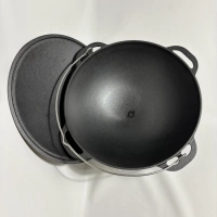 Gusseisen-Kazan 12 L - Kessel (Ø 40 cm innen) mit Gusseisen-Deckel & Sicherheits-Bügel