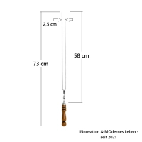 BBQ Pilzspieß Edelstahl 73 cm - Doppelspieß mit Holzgriff