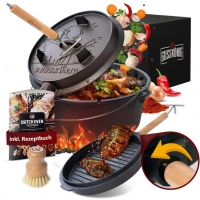GUSSKÖNIG Dutch Oven Set - Gusseisen Topf 9 Liter