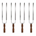 BBQ Doppelspieß Edelstahl 60 cm - Grillspieß mit Holzgriff, 3 mm stark