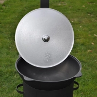 Kazan Gusseisen Wok 16l - Poliert - Deckel - Flacher Boden-Namangan