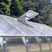 Gewächshaus aus Polycarbonat Inkl. Stahlfundamentrahmen, automatische Dachfenster