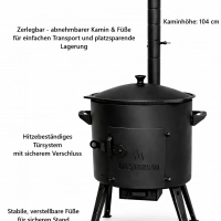 Feuerstell - Campingofen mit Kazan 8-22 l - Perfekt für Eintöpfe