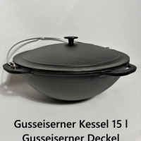 Gusseisen Kazan 16l. - Gusseisen Uzbek Topf - Runder Boden