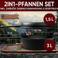 GUSSKÖNIG Doppelpfanne - 4,5 L Gusseisenpfanne mit praktischem Ledergriff