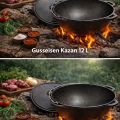 Gusseisen-Kazan 12-15 L - Kessel (Ø 40 cm innen) mit Gusseisen-Deckel, Gusseisen-Griff