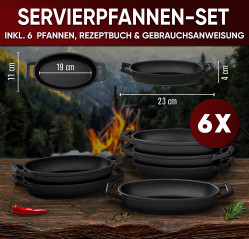 Gusskönig Gusseisen Mini Servierpfannen Set – 6 ovale Pfannen GK-027