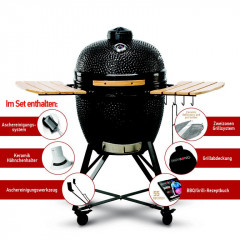 Kamado Bono GRANDE Holzkohlegrill Schwarz, 23" - 59cm.